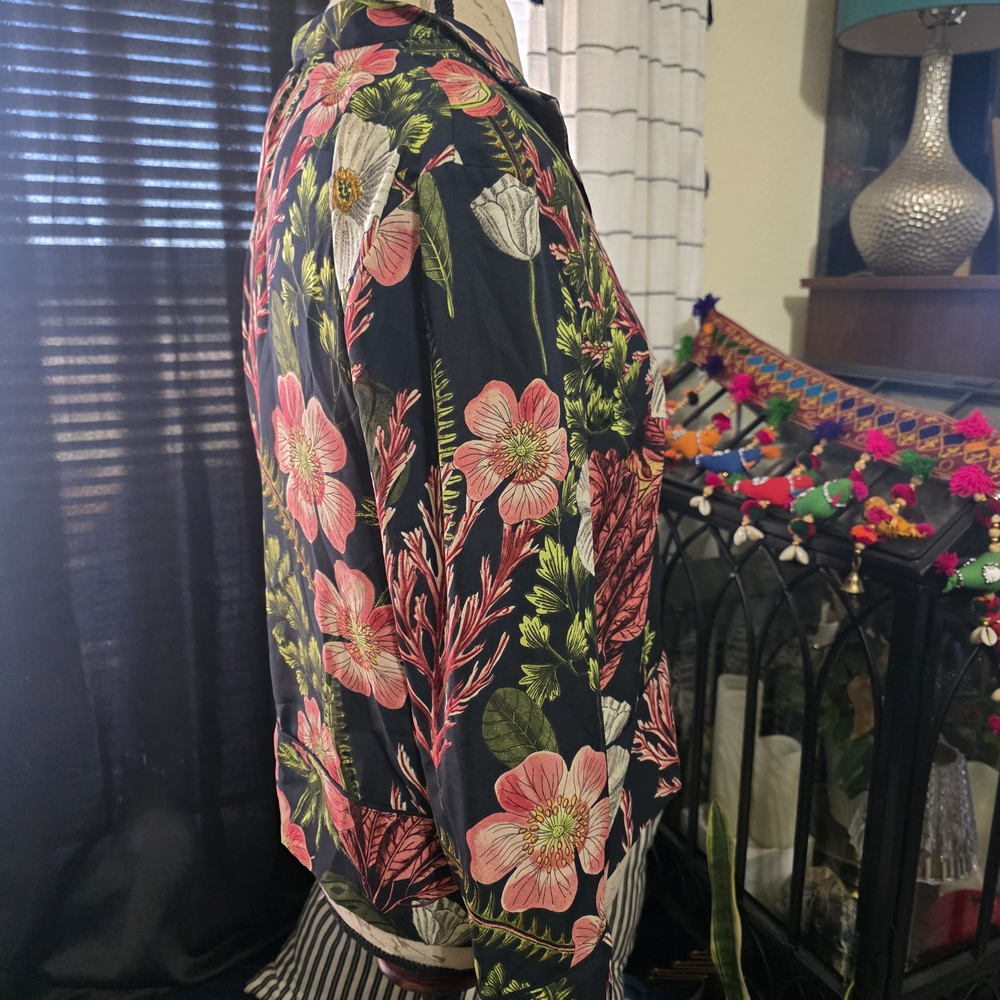 H&M Dark Moody Floral Pattern Long Sleeve Top - Picture 3 of 8